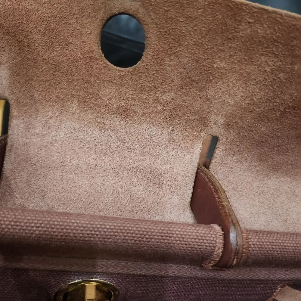 Hermes Herbag Backpack 2 Bags In 1 Brown Canvas And Leather Backpack/Handbag